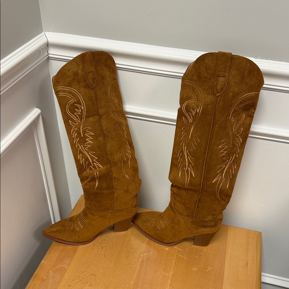 Brown Sueded Cowboy Boots - Picture 8 of 13